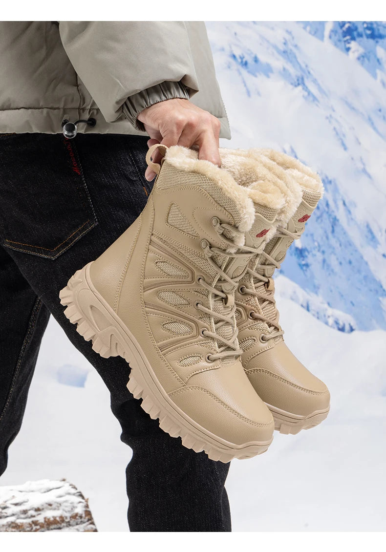 Men Winter Men Snow Boots Super Warm Men Hiking Boots High Quality Waterproof Leather Men's Boots Outdoor Motorcycle Boots