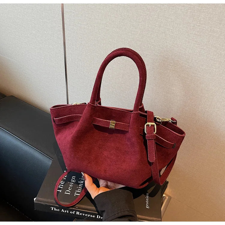 Matte Suede Large Capacity Tote Shoulder Bag for Women