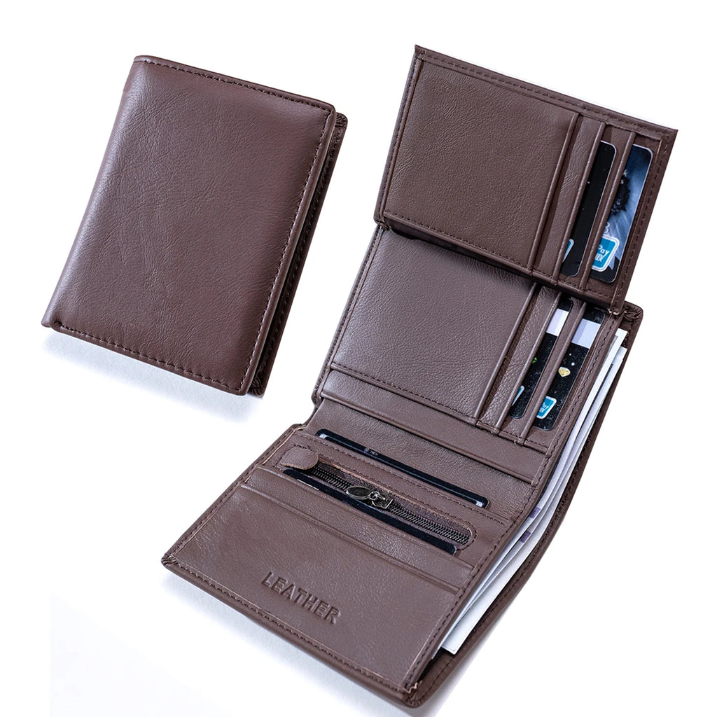 Vintage Genuine Leather RFID Vertical Wallet for Men