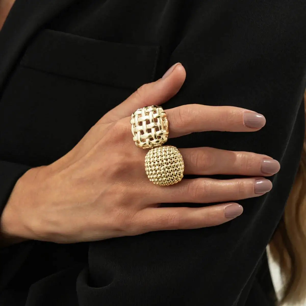 Women Vintage Geometric Adjustable Open Ring Set Jewelry