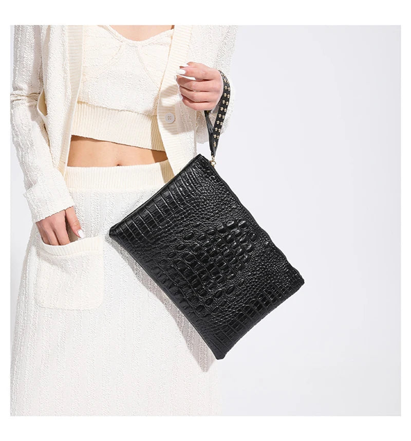 PU Leather Envelope Clutch Wristlet Bag for Women