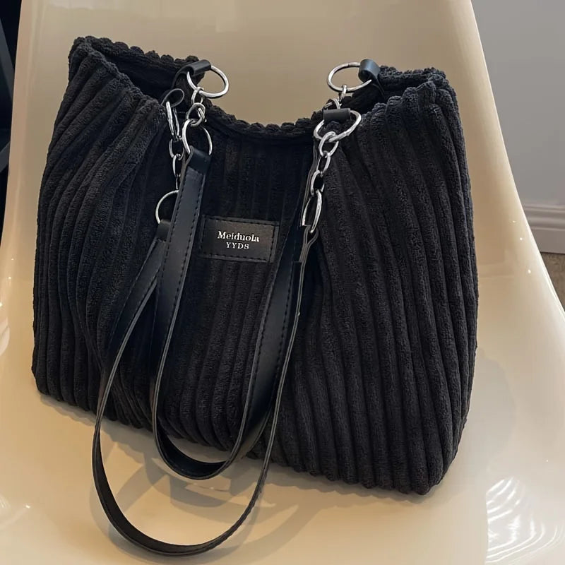 Large Capacity Corduroy Tote Shoulder Bag for Women