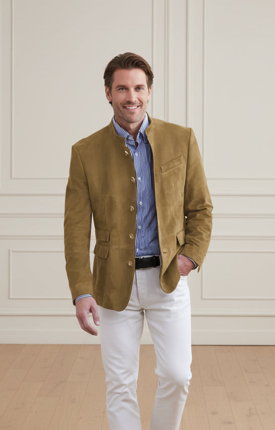 Men Slim Fit Stand Collar Suit Jacket