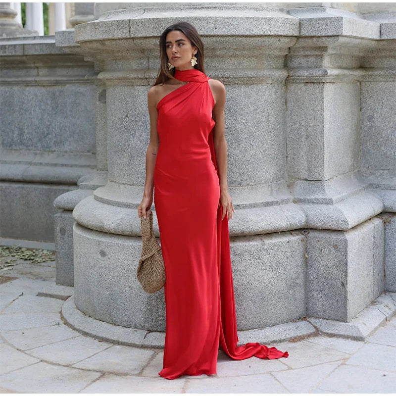 Sexy Satin Ribbon Party Dress Women
