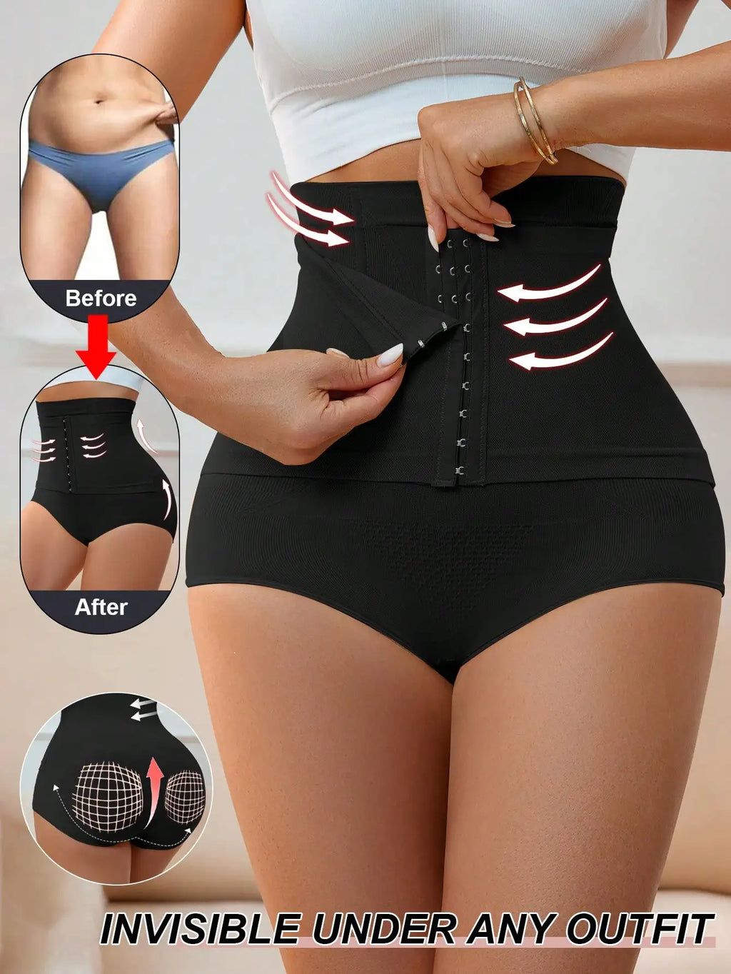 Women High Cinched Waist Shaping Panties, Tummy Control, Butt Lift, Waist Cincher, Leg Shaper Shapewear