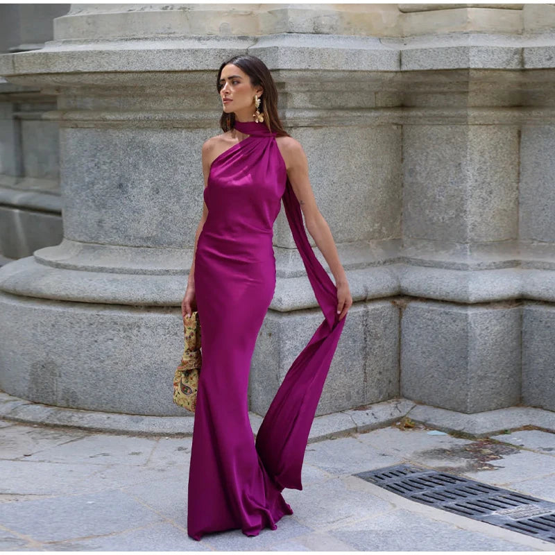 Sexy Satin Ribbon Party Dress Women