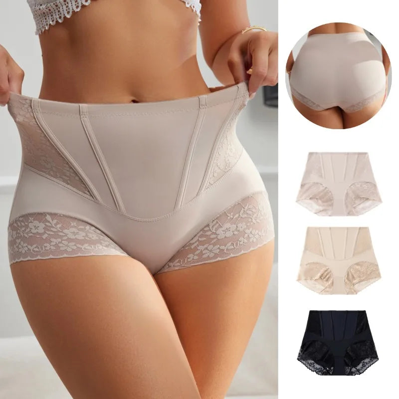 BZEL Women's Shaper Panties High-Waist Lace Sexy Lingerie Shapewear for Women Wrap The Hips Briefs Fishbone Waist Slimming Sale