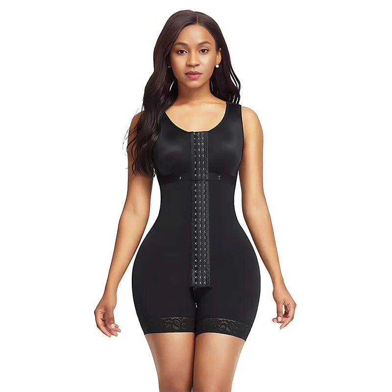 Women's High Waist Full Body Shapewear Tummy Control Butt Lift High Compression Zipper Gusset Design Chest Support Lace Trim