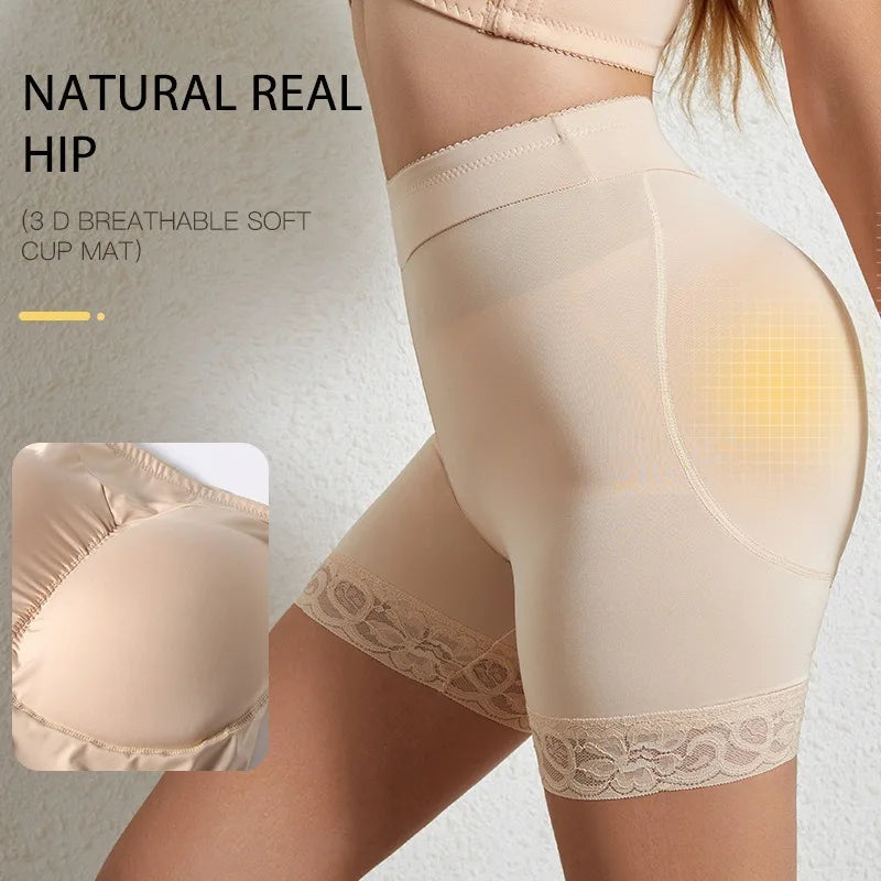 Plus Size High Waist Tummy Control Shapewear Panties Women Butt Lifter Hip Enhancer Seamless Breathable Lace Trim Underwear