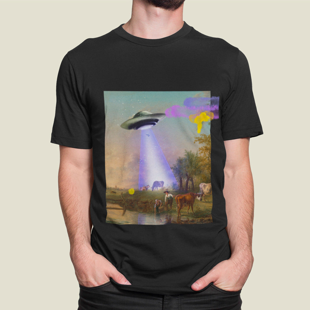 Men UFO Abducting Jersey Short Sleeve Tee