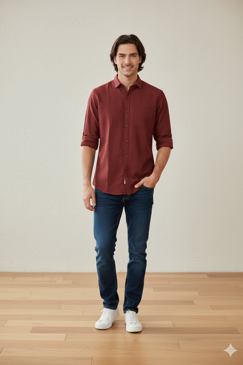 Men Casual Fashion Solid Shirt