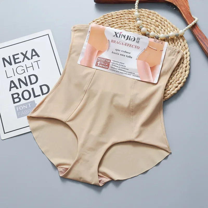 High Waist Lower Belly Contracting Underwear Women's Thin Ice Silk Seamless Waist Shaping Hip Lift Corset Shapers Pants