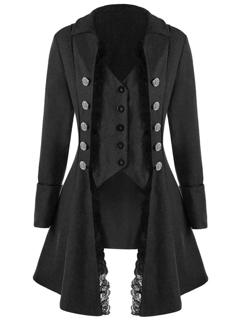 Winter Women's Jacket Gothic Steampunk Corset Halloween Costume Coat Victorian Tailcoat Jacket Medieval Pirate Woman Clothing