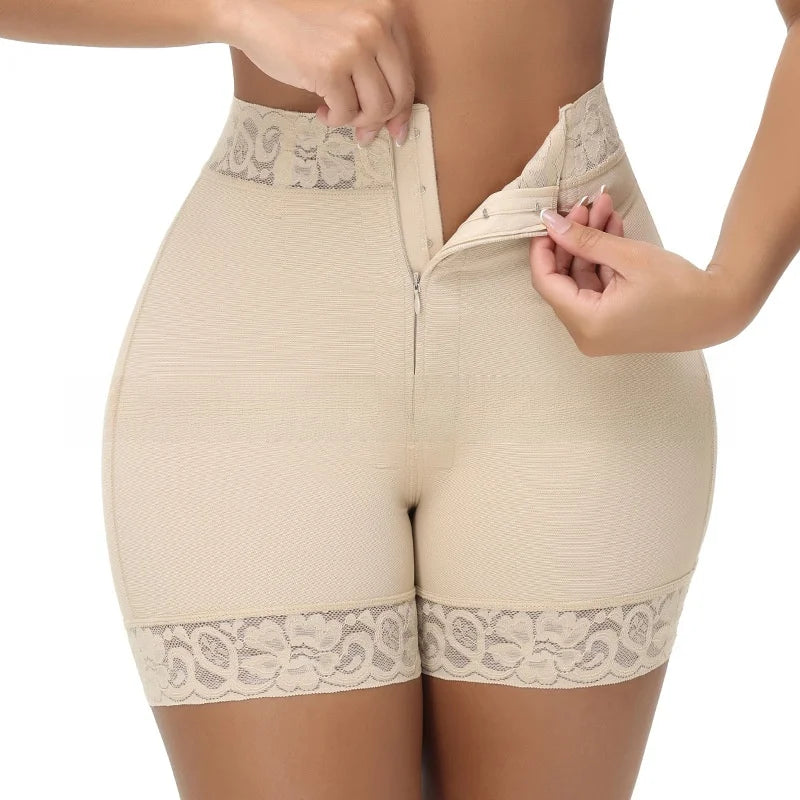 High Waist Shapewear Briefs Tummy Control Lace Trim Boxer Briefs Beauty Body Shaping Underwear Large Size Waist Cincher