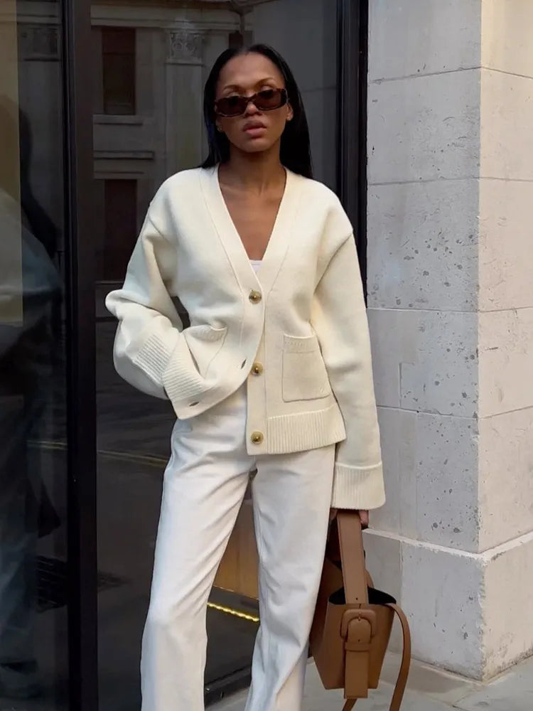Casual V Neck New Commute Loose Knitwear