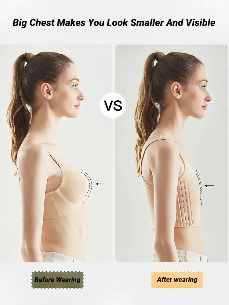 Women Breathable Chest Breast Binder Side Buckle Short Vest Tops Underwear Tank Wireless Wrap Bandages Flat Tomboy Seamless