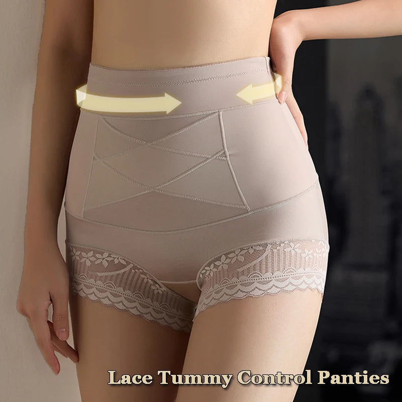 Women Lace Shapewear Panties High Waist Flat Belly Shorts Butt Lifter Body Shaper Slimming Underwear Tummy Control Shaping Panty