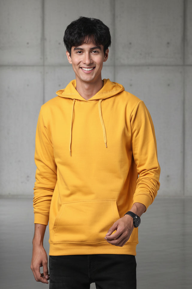 Men Full Sleeve Solid Hooded Sweatshirt