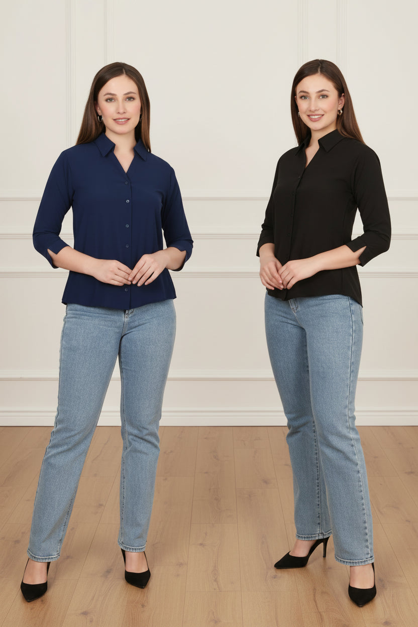 Women Solid Formal Shirt Pack