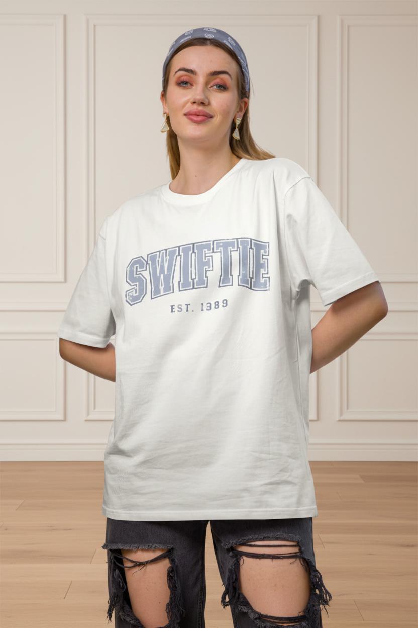 Women Print Oversized Crew-Neck T-Shirt