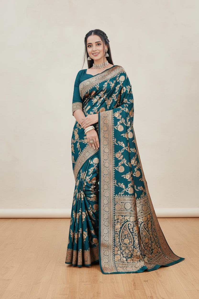 Beautiful Woven Banarasi Pure Silk Saree For Women