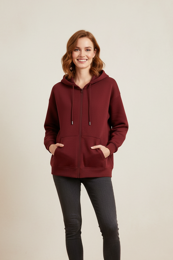 Maroon Hoodie for Women with Pockets