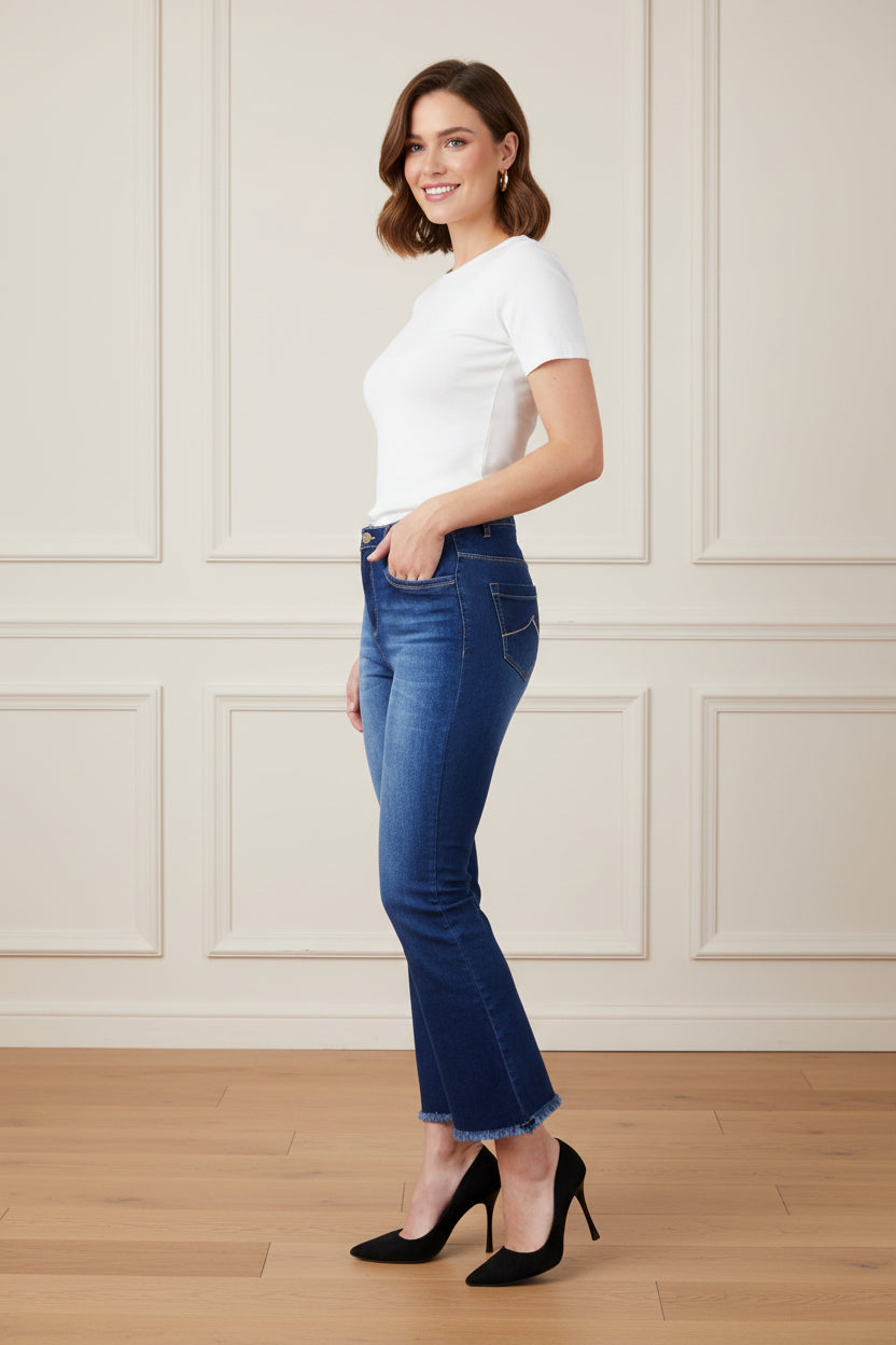 Women Cotton Blend Boot-Leg Jeans