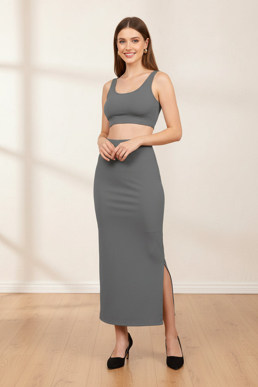 Women Dark Grey Lycra Saree Shapewear Petticoat