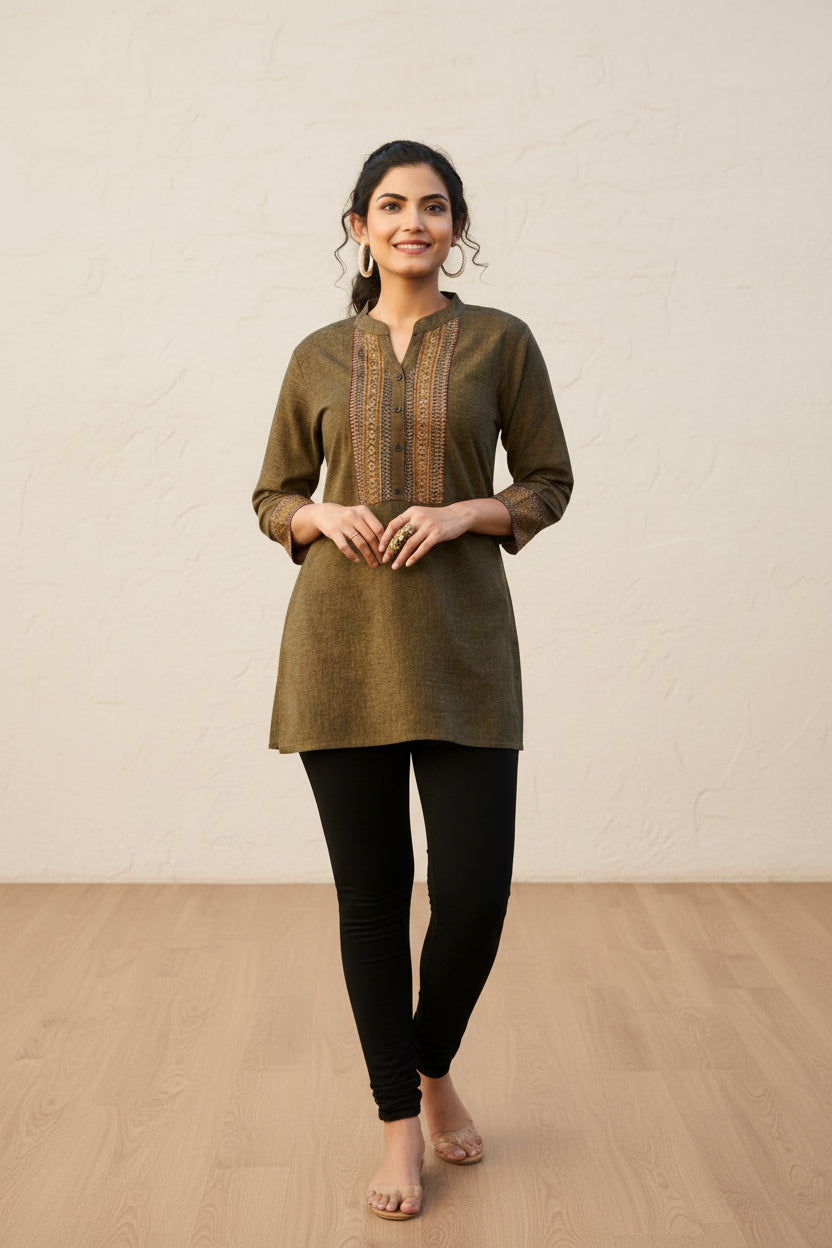 Women Yoke Embroidered Tunic