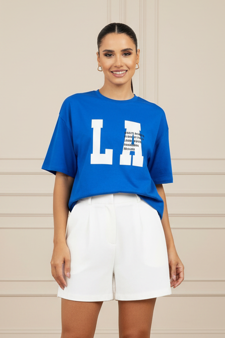 Women Oversized Print Round Neck T-Shirt