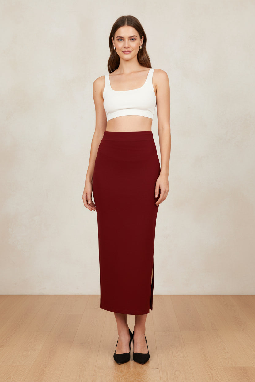 Women Maroon Lycra Saree Shapewear Petticoat