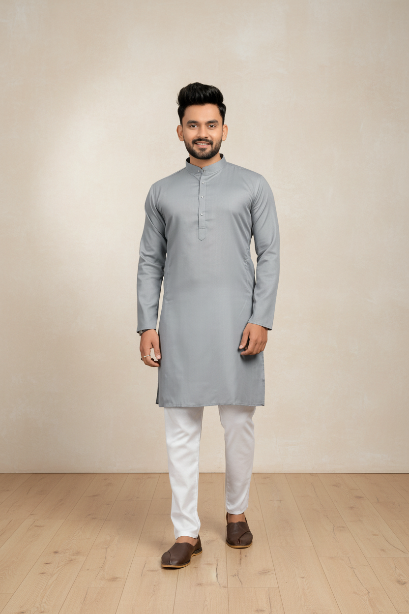 Men Solid Cotton Blend Straight Kurta