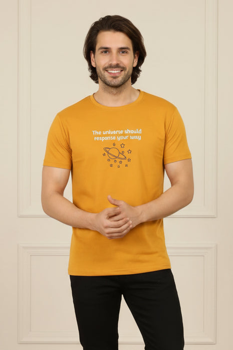 Men Universe Graphic Round Neck T Shirt