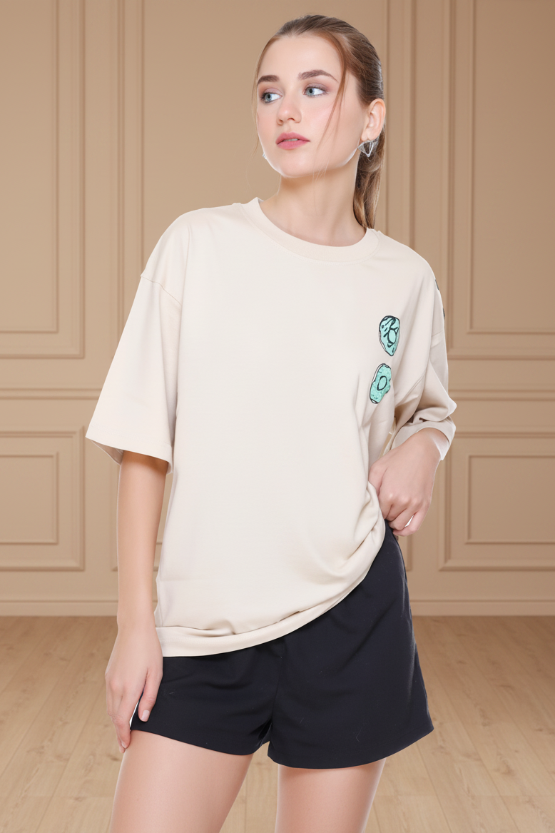 Women Graphic Print Loose Fit Round-Neck T-Shirt