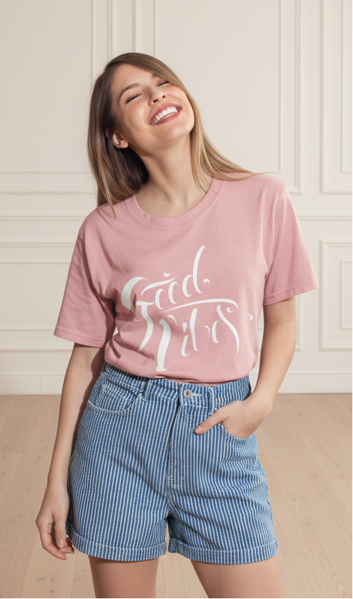 Good Vibes Pink Women T-shirt