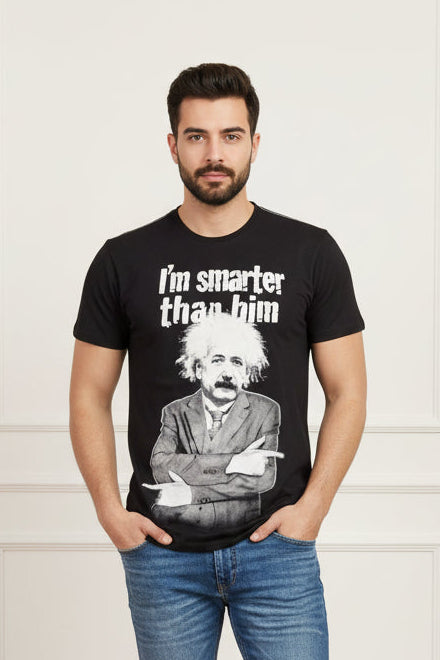 Einstein Black Half Sleeve Men T Shirt