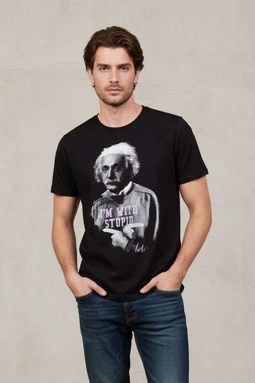 Men Graphic Black Half Sleeve T Shirt