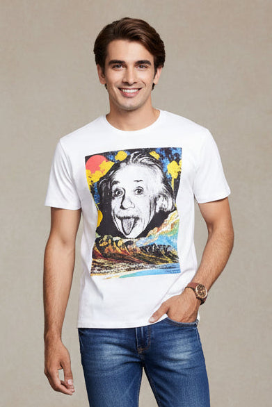 Men Einstein The World As I See White Half Sleeve Tee