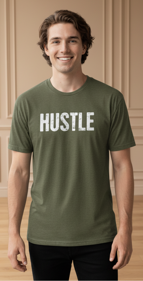 Men Hustle Half Sleeves Melange T Shirt