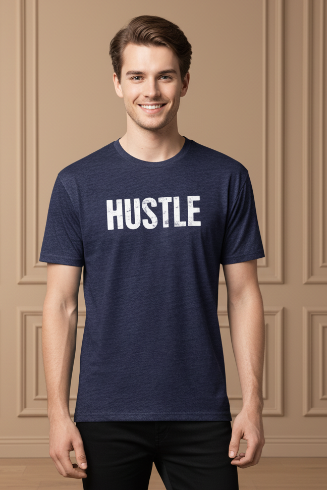 Men Hustle Half Sleeves Melange T Shirt