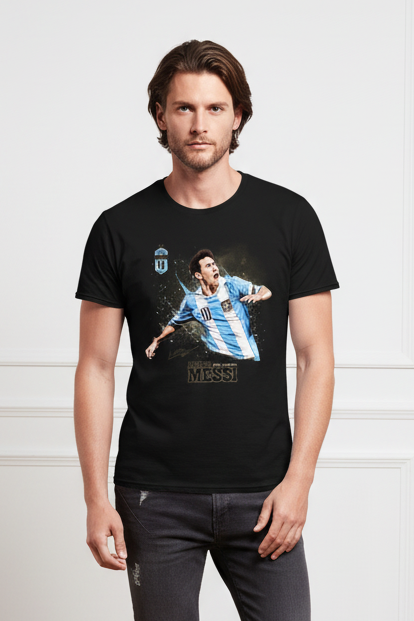Men Graphic Messi Half Sleeves T Shirt