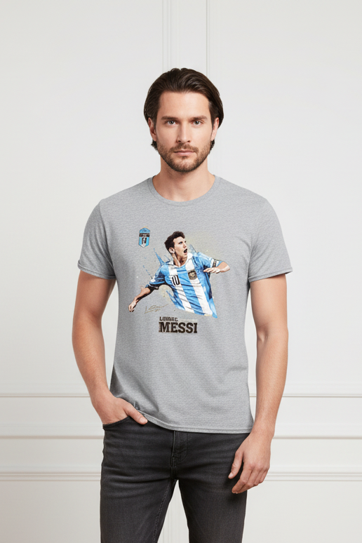 Men Graphic Messi Half Sleeves T Shirt