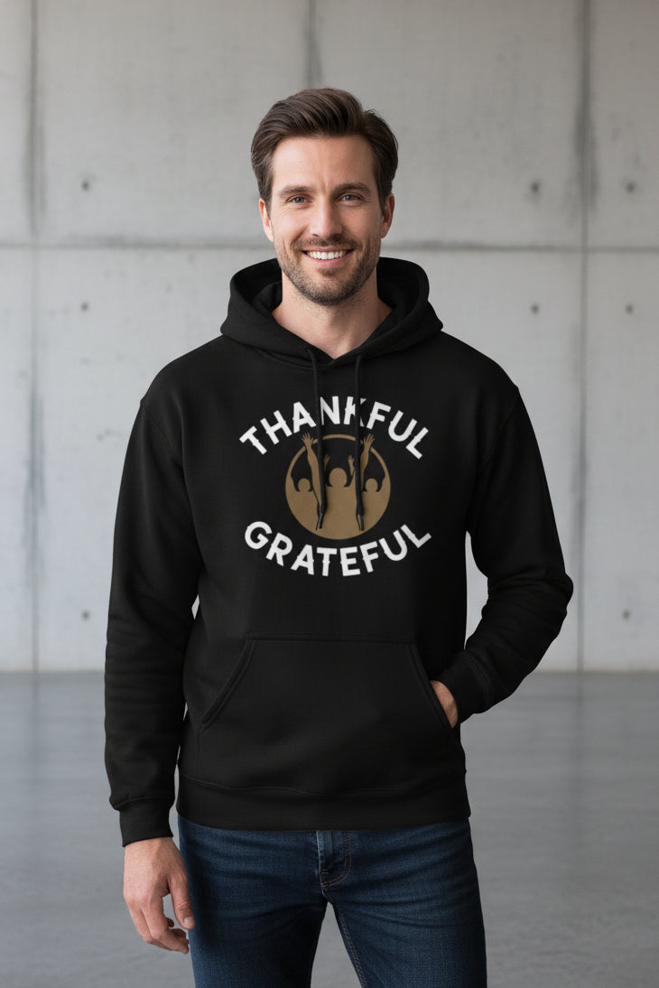 Men Thankful Grateful Graphic Hoodie