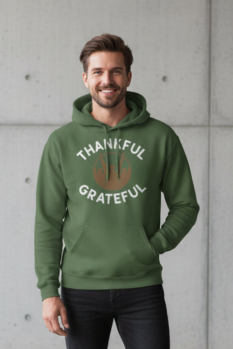 Men Thankful Grateful Graphic Hoodie
