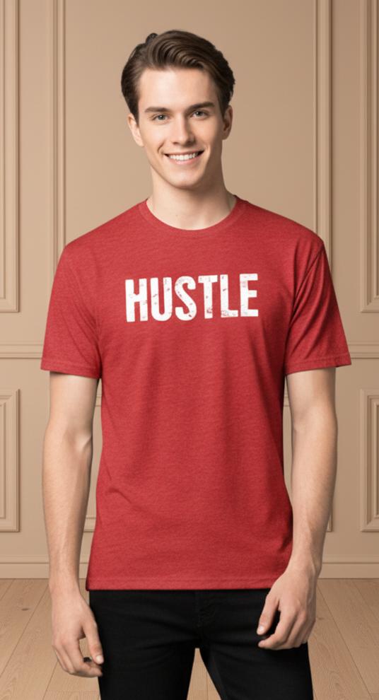 Men Hustle Half Sleeves Melange T Shirt